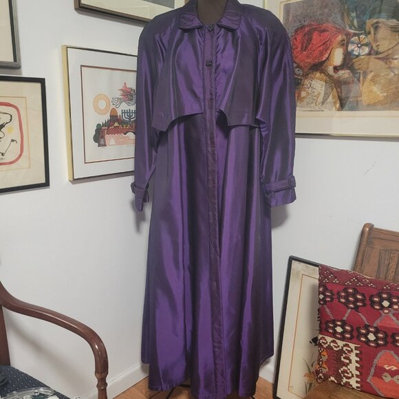 Vintage 80's purple Raincoat by Ada Mabel in Acetate XL - Picture 2 of 6